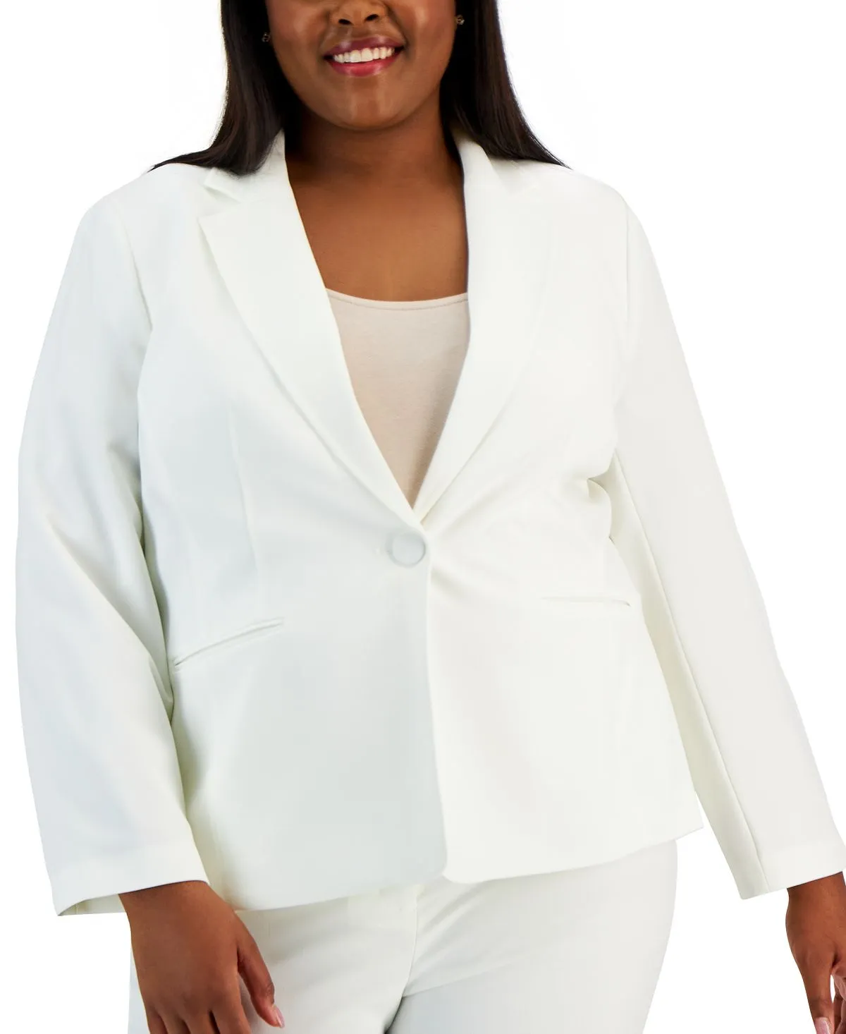 Le Suit Women's Notched Lapel Blazer Pant Suit Multi