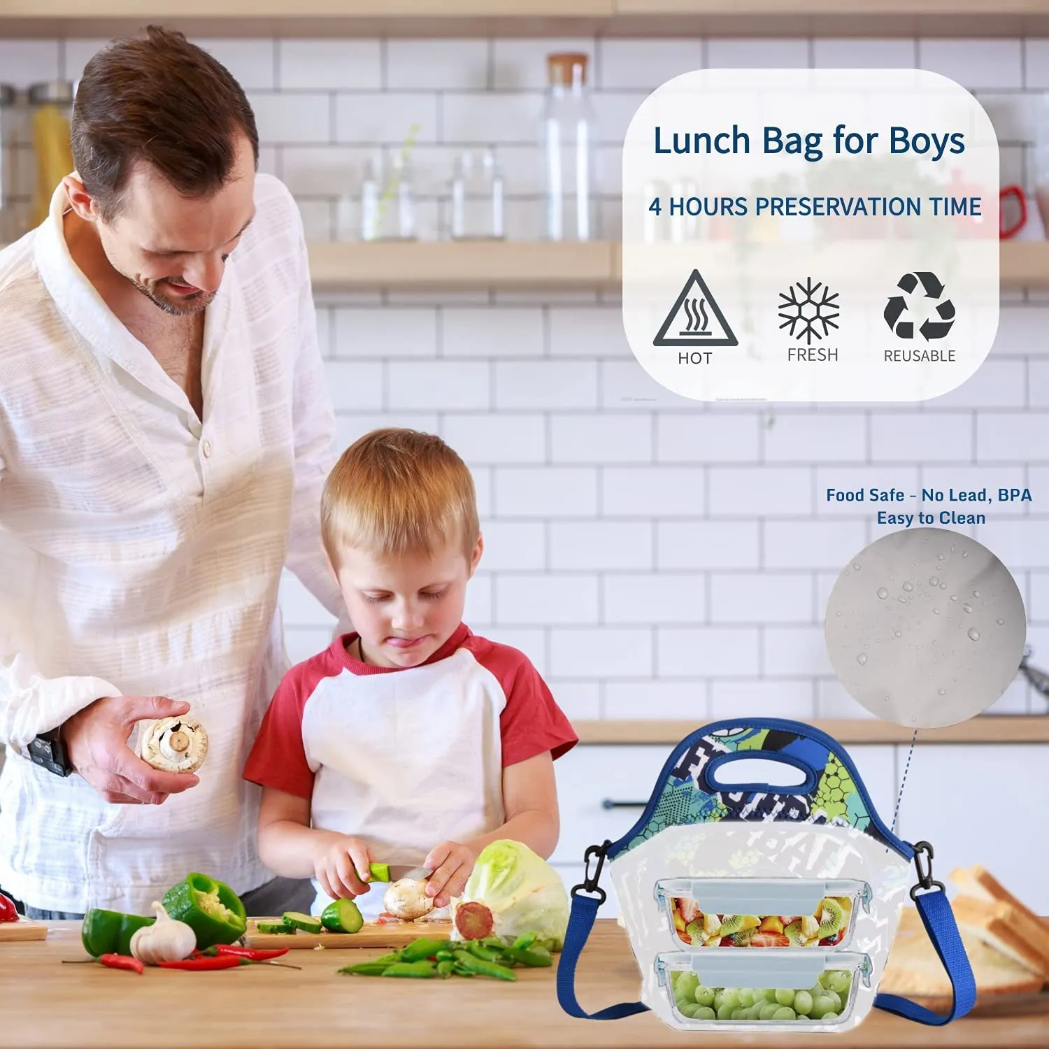 Lunch Bag Box for Kids Insulated Thermal Reusable Lunch Tote with Zipper Leakproof Durable Cooler Food Container Meal for Teen Boys Girls School Picnic Office Beach (Unicorn)…