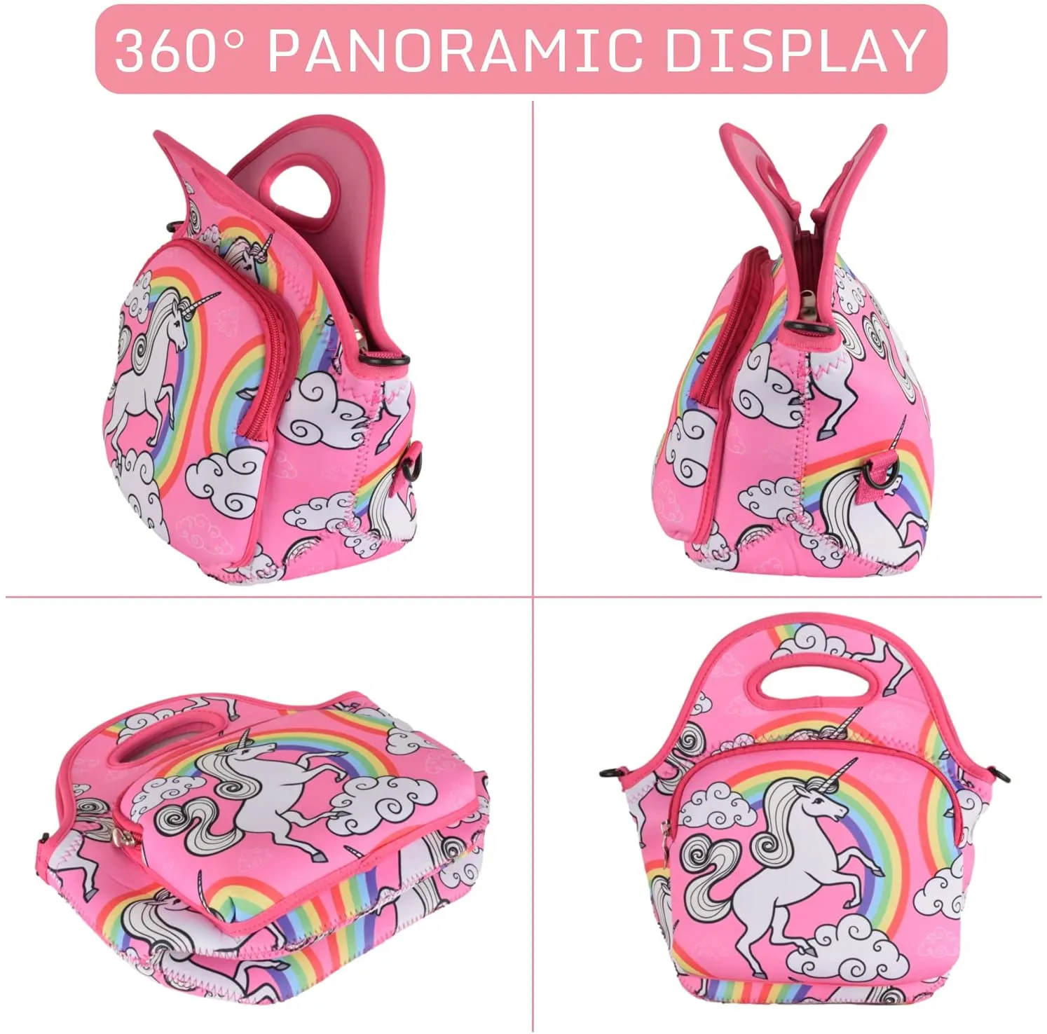 Lunch Bag Box for Kids Insulated Thermal Reusable Lunch Tote with Zipper Leakproof Durable Cooler Food Container Meal for Teen Boys Girls School Picnic Office Beach (Unicorn)…