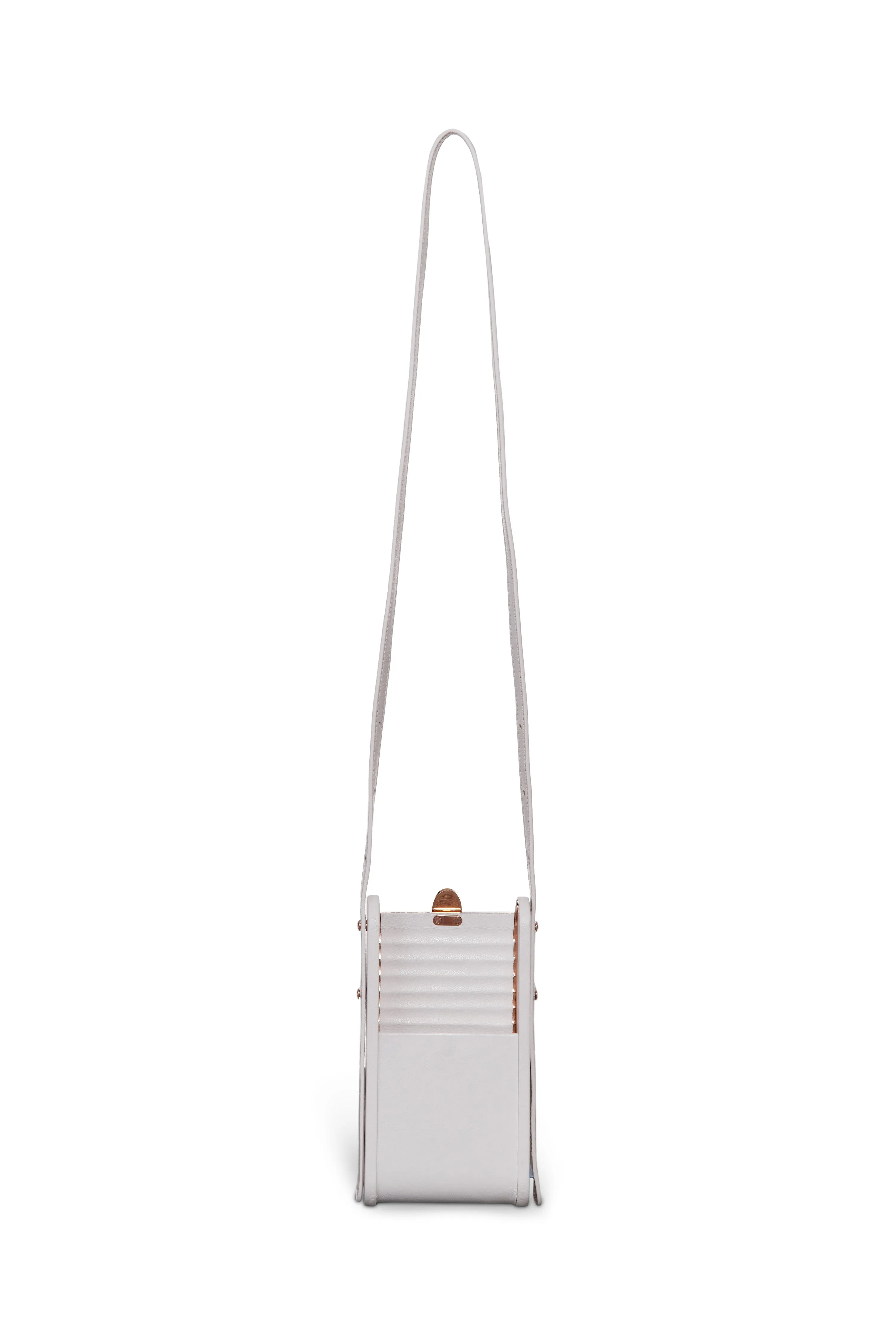 Mabel Crossbody Phone Case in Ivory Nappa Leather