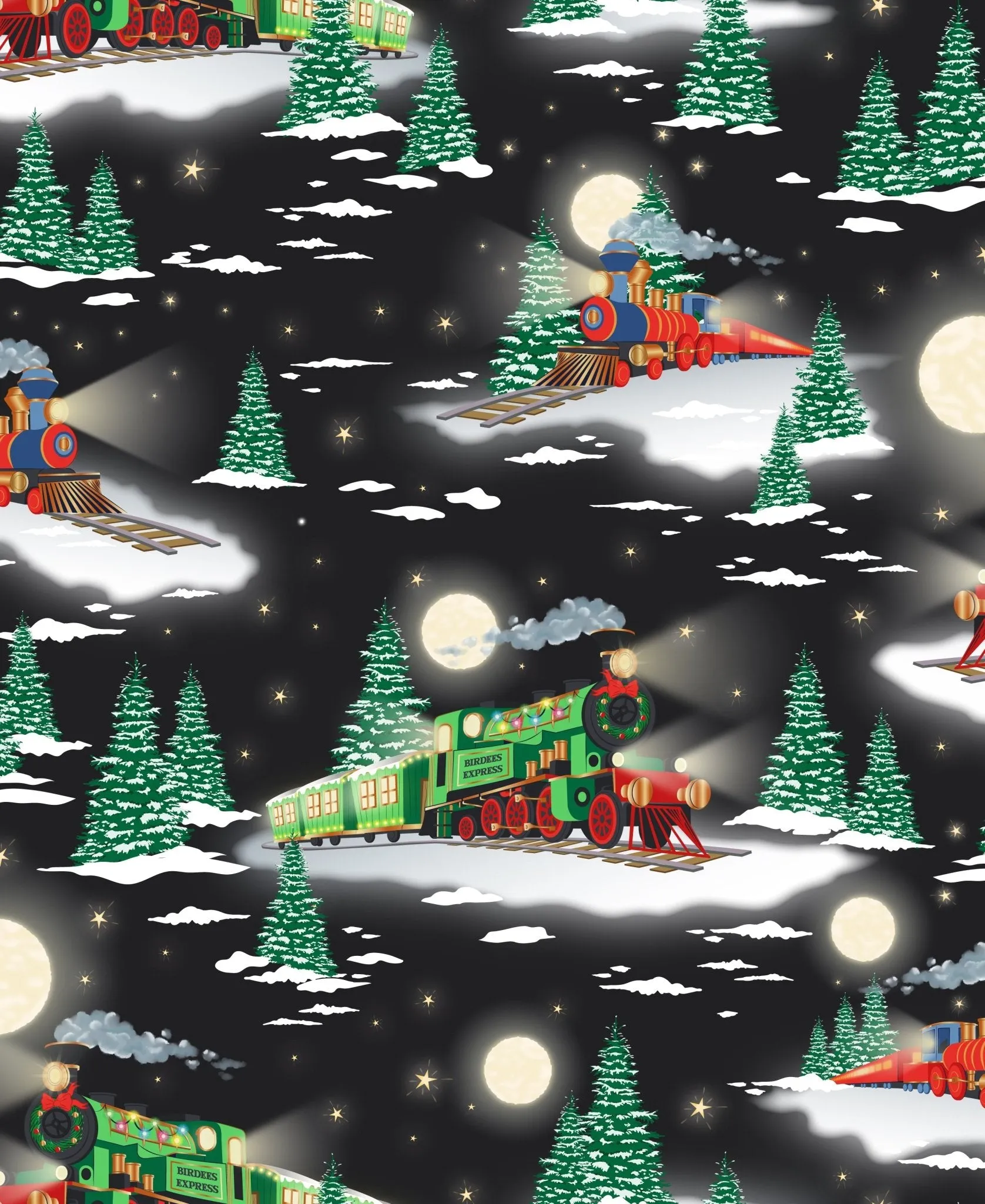 Magical Midnight Express Trains Long Sleeve Pajama Set (2T-12Y)
