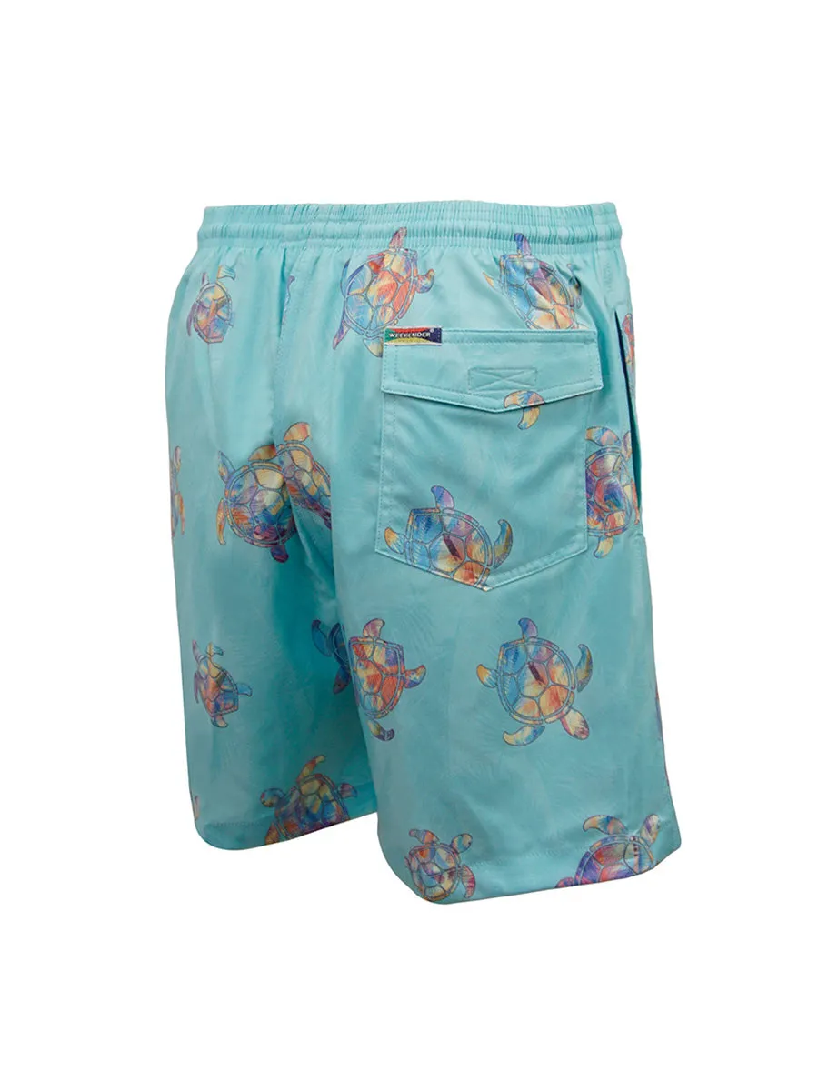 Men's Print Swim Trunk - Turtle Palms