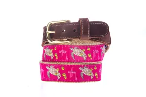 Men's Sea Turtle Leather Tab Belt