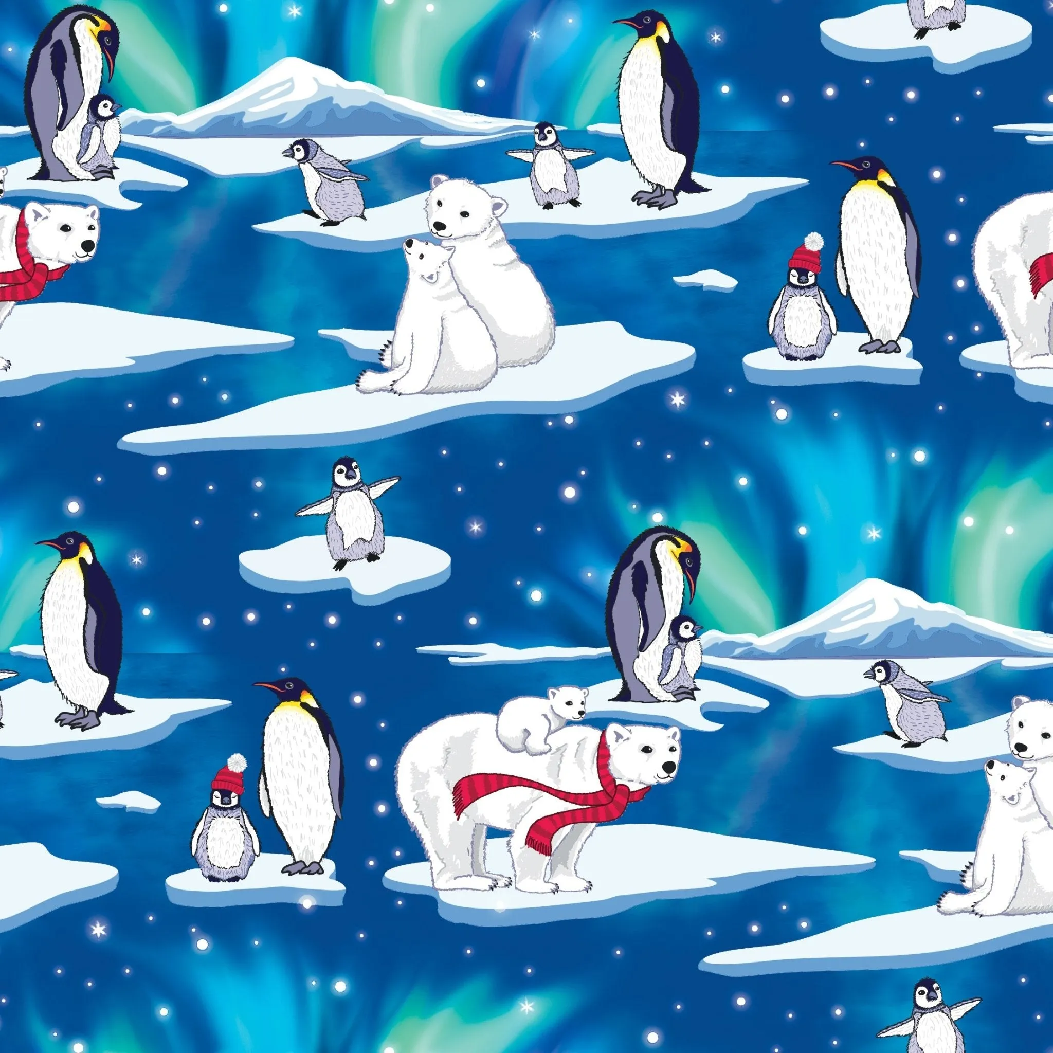 Northern Lights, Polar Bears & Penguins Long Sleeve Pajama Set (12M-12Y)
