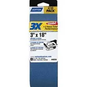 Norton 49259 Sanding Belt, 3 in W, 18 in L, 50 Grit, Coarse, Zirconia Aluminum Abrasive :PK  5: QUANTITY: 1