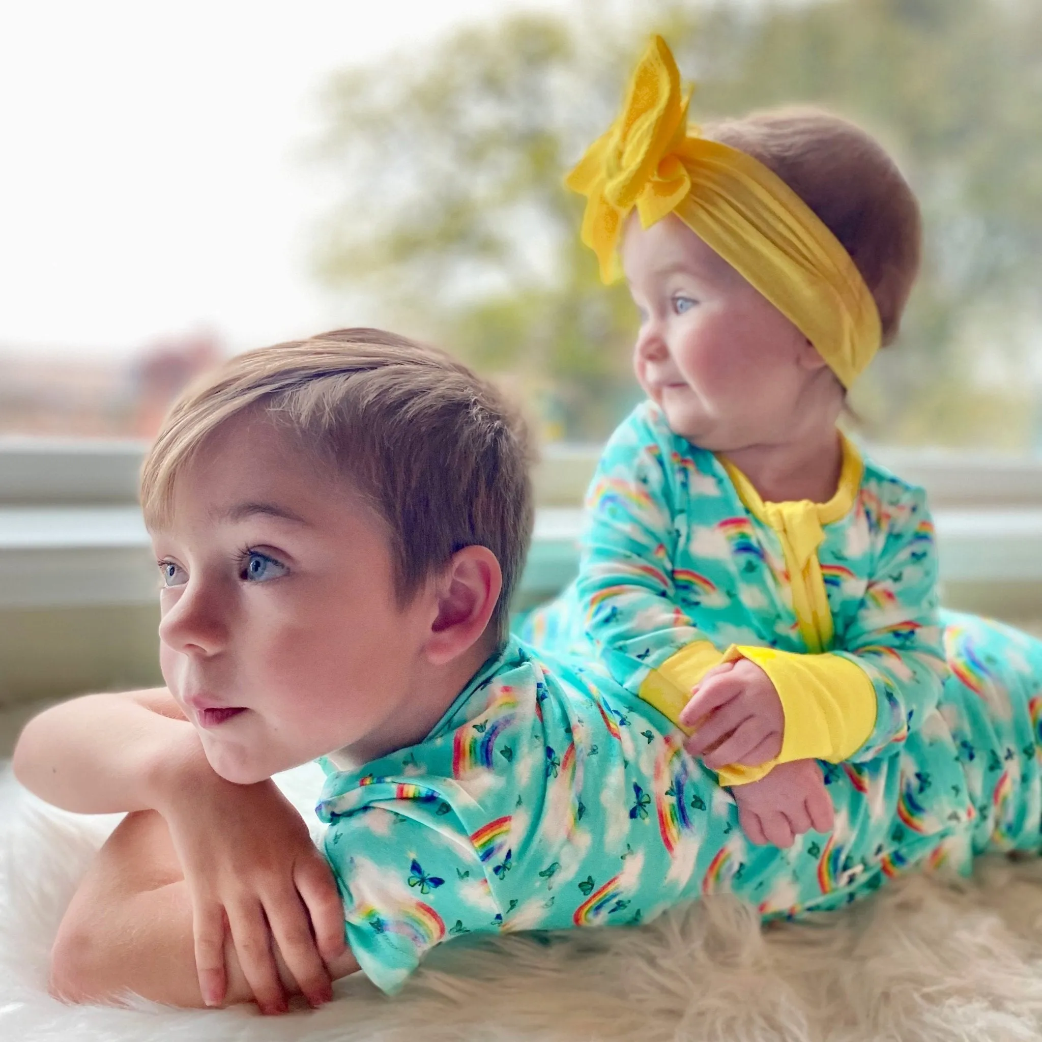 Over the Rainbow & Butterflies Short Sleeve Pajama Set (18M-12Y)