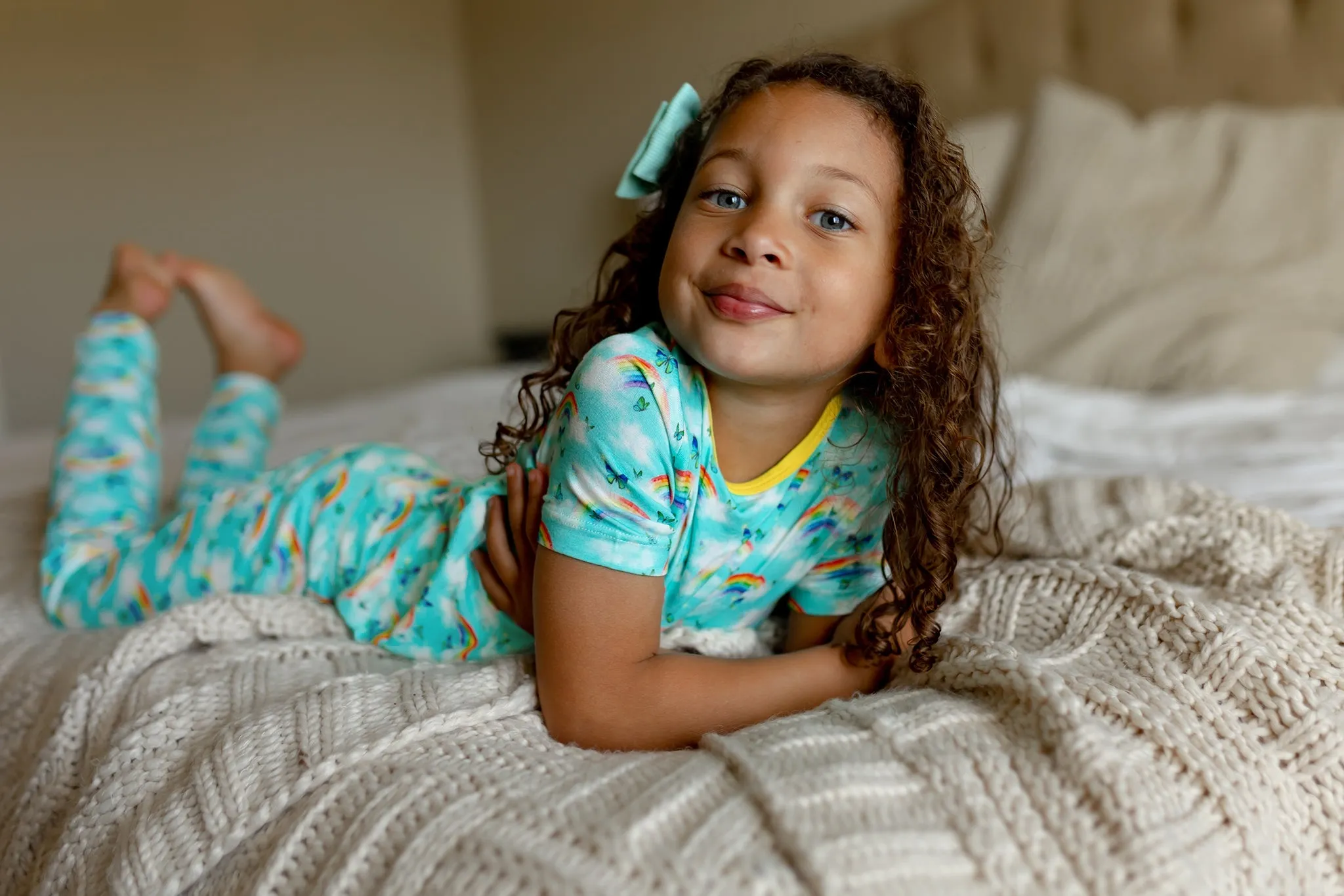 Over the Rainbow & Butterflies Short Sleeve Pajama Set (18M-12Y)