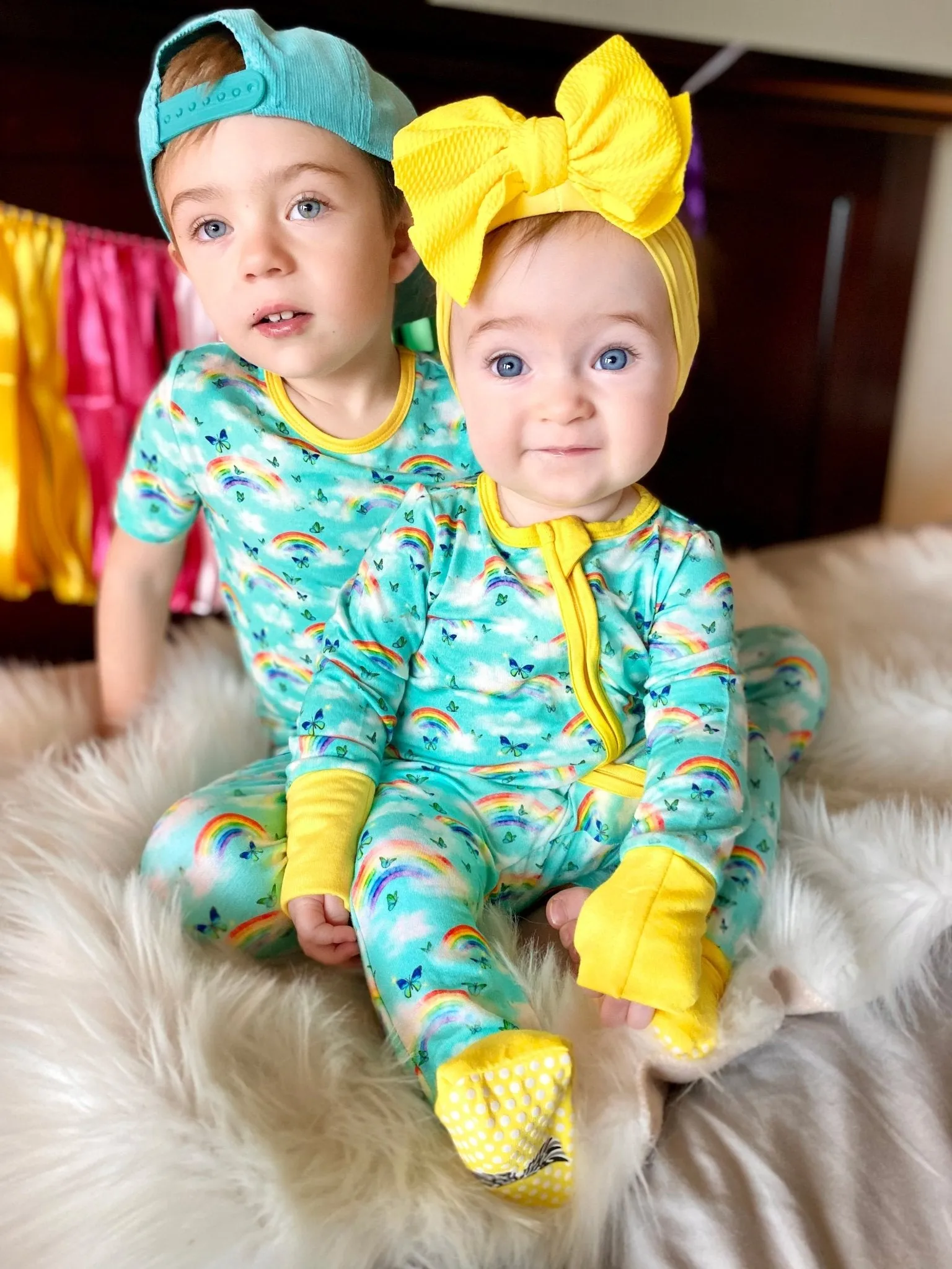 Over the Rainbow & Butterflies Short Sleeve Pajama Set (18M-12Y)