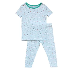 Powder Blue Bunnies Short Sleeve Pajama Set (6M-10Y)