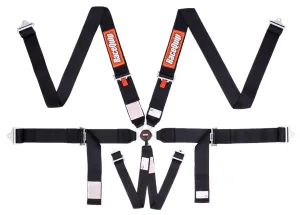 RaceQuip Sportsman 6-Point Camlock Harness - Pull Up Lap - Black