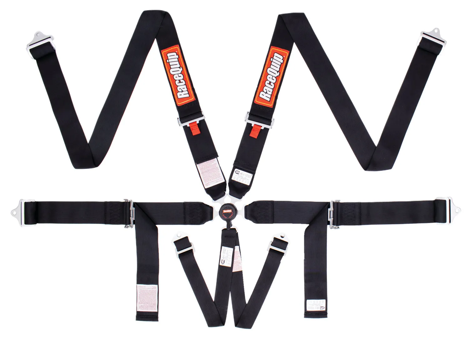 RaceQuip Sportsman 6-Point Camlock Harness - Pull Up Lap - Black