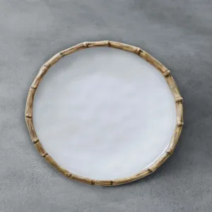 Vida Bamboo 9" Salad Plate Set of 4 (White and Natural)