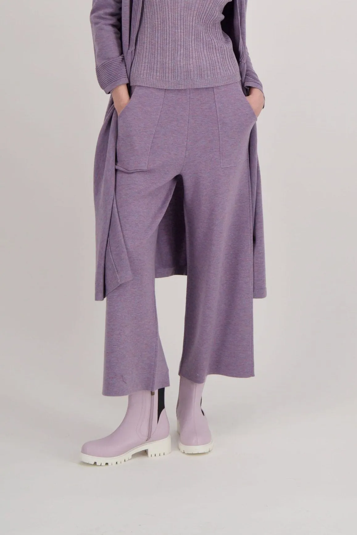 Wide Leg Patch Pocket Knit Pant