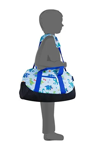 Wildkin Kids Overnighter Duffel Bags for Boys & Girls, Measures 18 x 9 x 9 Inches Duffel Bag for Kids, Carry-On Size & Ideal for School Practice or Overnight Travel, BPA-free (Dinosaur Land)