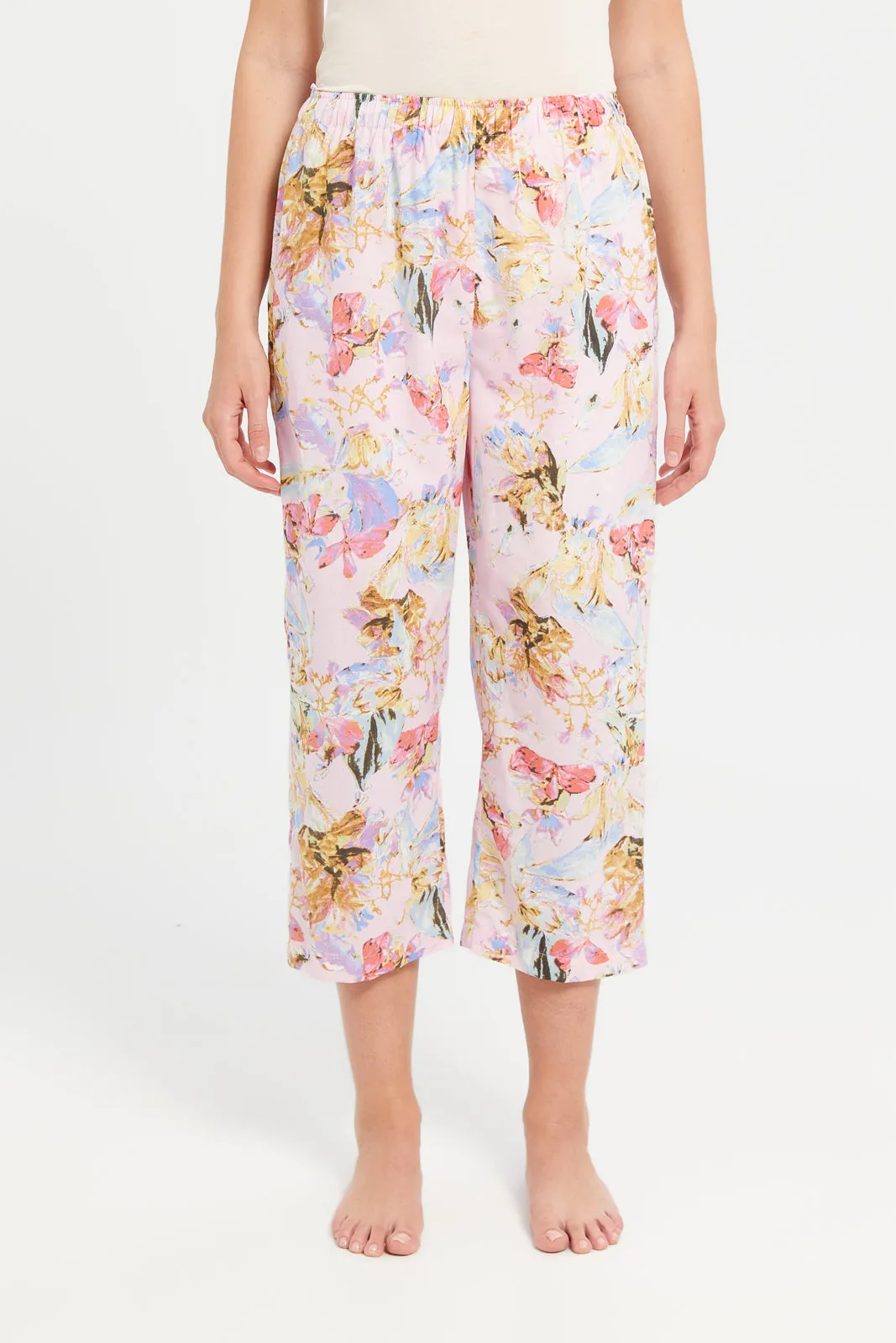 Women Pink Floral Classic Pyjama Set (2 Piece)