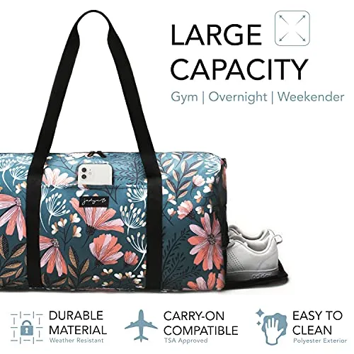 Women's Large Duffel - Weekender Bag with Shoe Pocket - Travel Bag