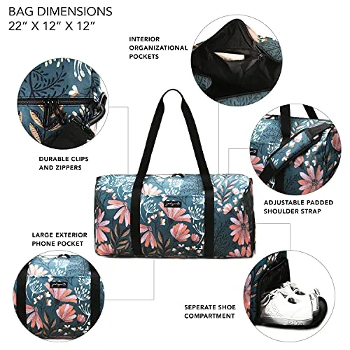Women's Large Duffel - Weekender Bag with Shoe Pocket - Travel Bag